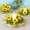 6 Pcs Sunflower Wreaths for Front Door – Artificial Yellow Floral Swag for Summer, Candle Rings for Pillars, Cabinets, and Window Home Décor